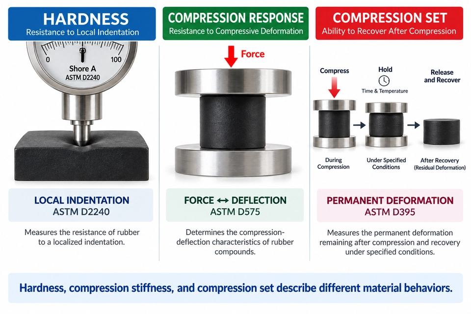 ASTM D2240 vs ASTM D575 vs ASTM D395 고무 테스트